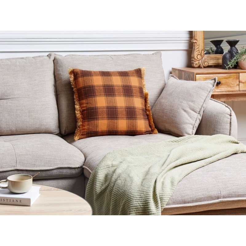 Poduszka dekoracyjna BARJA 45 x 45 cm Pomarańczowy W kratkę