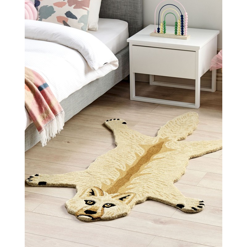 Dywan dziecięcy wełniany wilk 100 x 160 cm beżowy BALTO