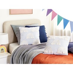 2 bawełniane poduszki dekoracyjne motyw tęczy 45 x 45 cm jasnoniebieskie LEEA