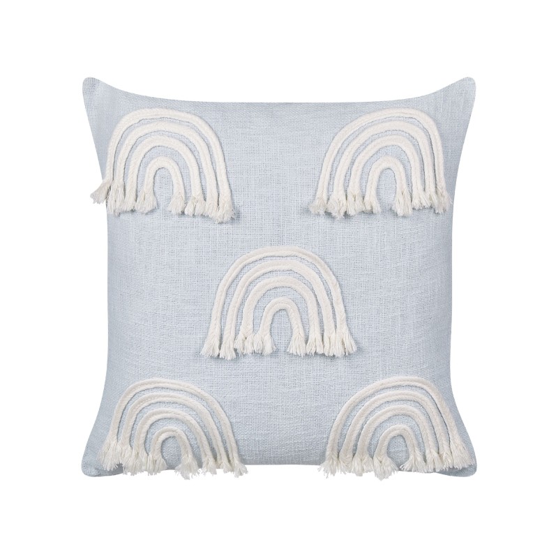 2 bawełniane poduszki dekoracyjne motyw tęczy 45 x 45 cm jasnoniebieskie LEEA