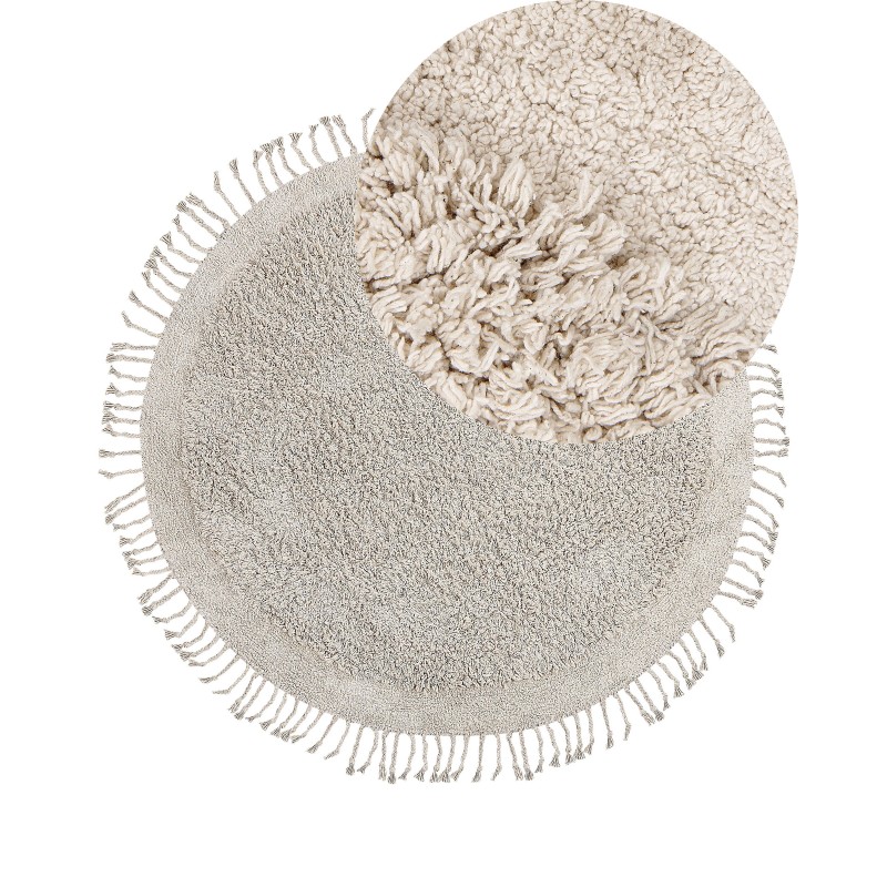 Dywan shaggy okrągły bawełniany ⌀ 140 cm beżowy BITLIS