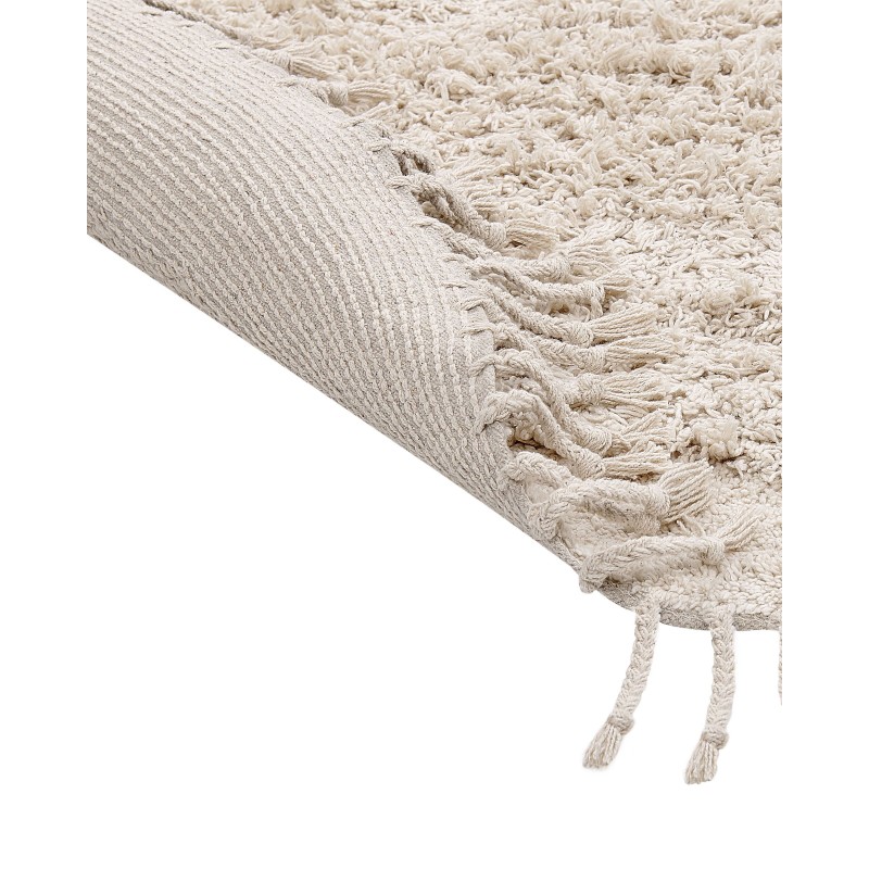 Dywan shaggy okrągły bawełniany ⌀ 140 cm beżowy BITLIS