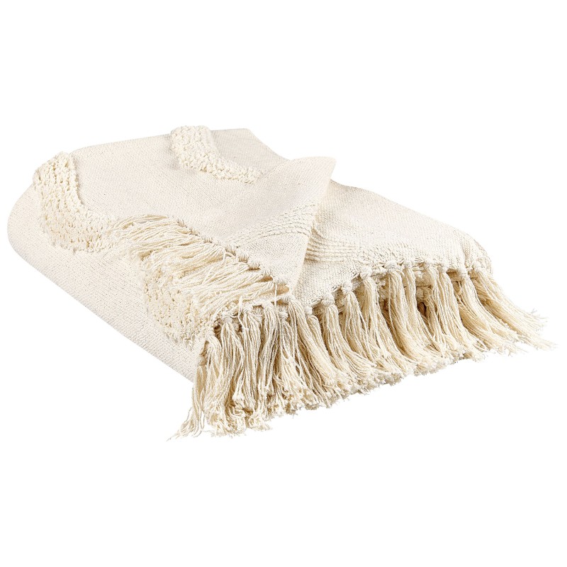 Koc KHARI Bawełna 125 x 150 cm Jasnobeżowy