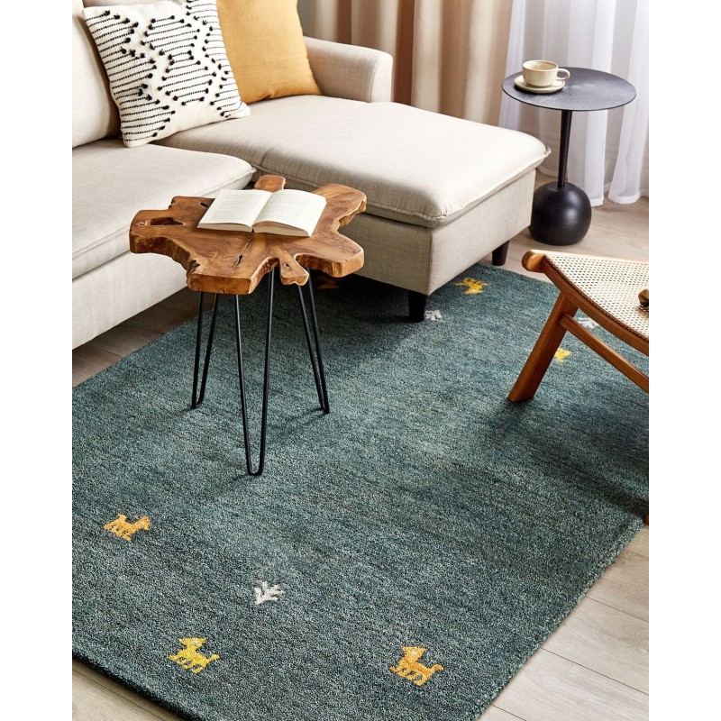 Dywan wełniany gabbeh 140 x 200 cm zielony CALTI