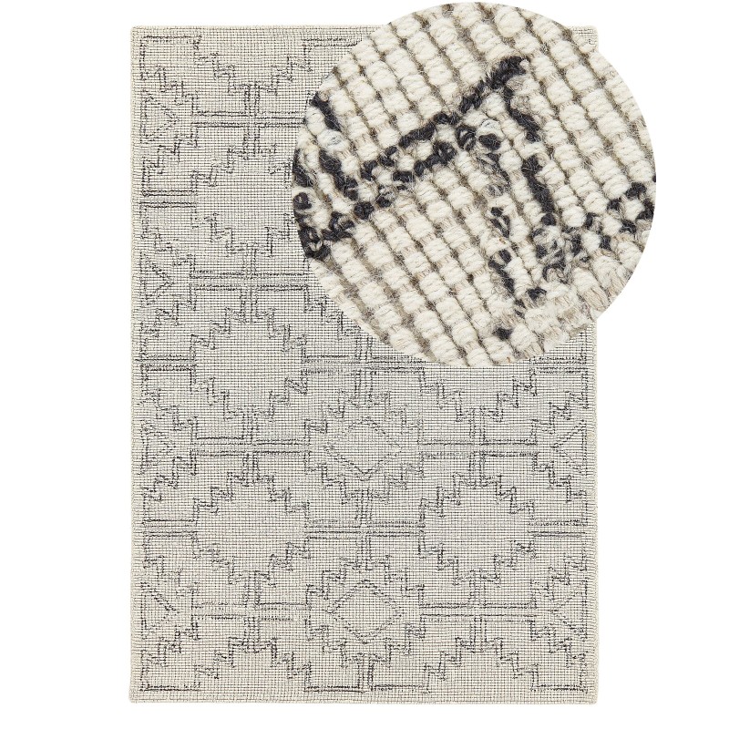 Dywan wełniany 140 x 200 cm beżowo-czarny URLA