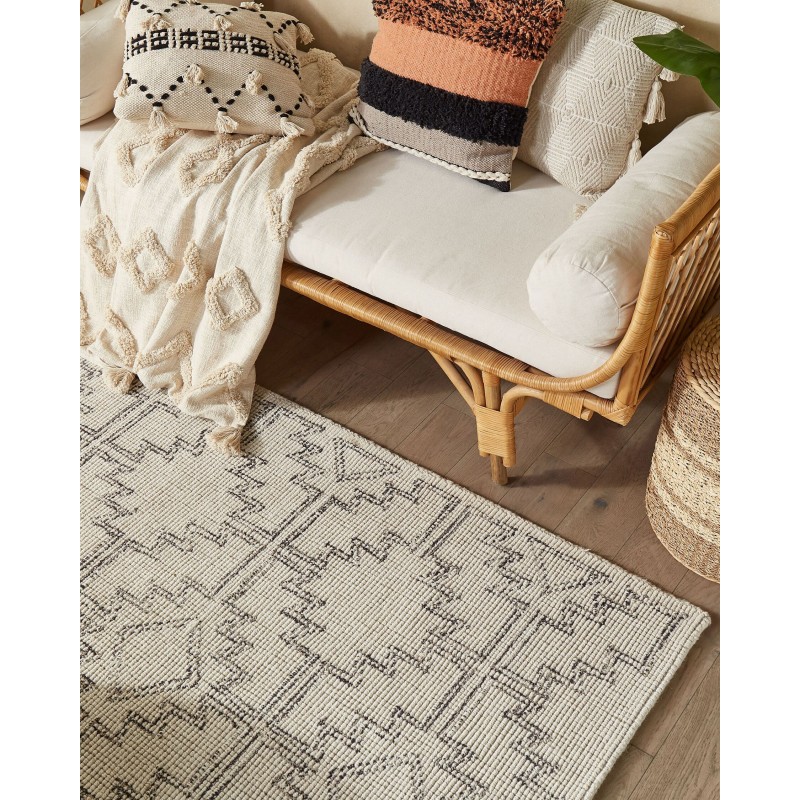 Dywan wełniany 140 x 200 cm beżowo-czarny URLA