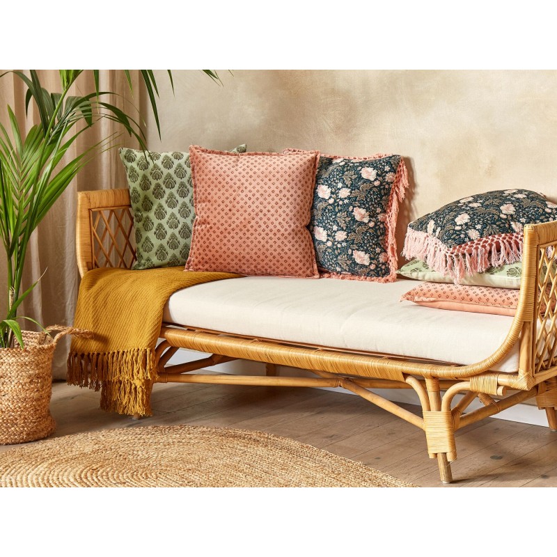 Zestaw 2 poduszek dekoracyjnych RHODOCOMA Welur 45 x 45 cm Różowy Wzór geometryczny