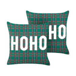 Zestaw 2 poduszek dekoracyjnych JOYCANDY 45 x 45 cm Zielony Wzór świąteczny