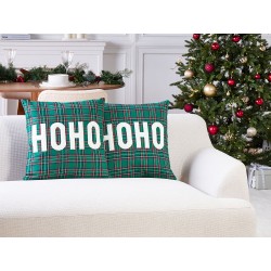 Zestaw 2 poduszek dekoracyjnych JOYCANDY 45 x 45 cm Zielony Wzór świąteczny