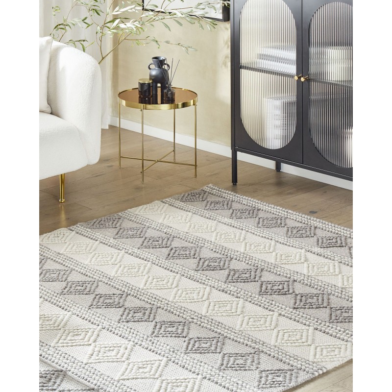 Dywan wełniany 140 x 200 cm beżowo-szary BOZOVA