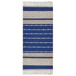 Dywan bawełniany 80 x 150 cm niebieski z beżowym KONDHALI