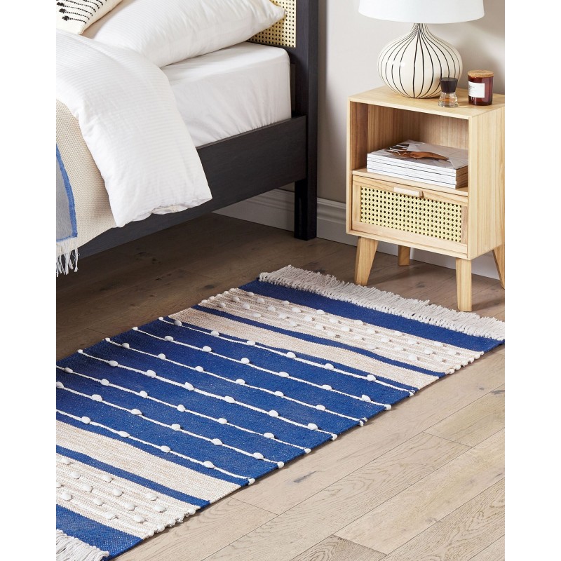 Dywan bawełniany 80 x 150 cm niebieski z beżowym KONDHALI