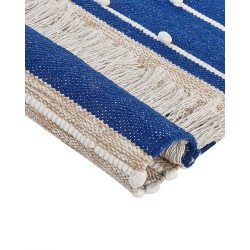 Dywan bawełniany 80 x 150 cm niebieski z beżowym KONDHALI