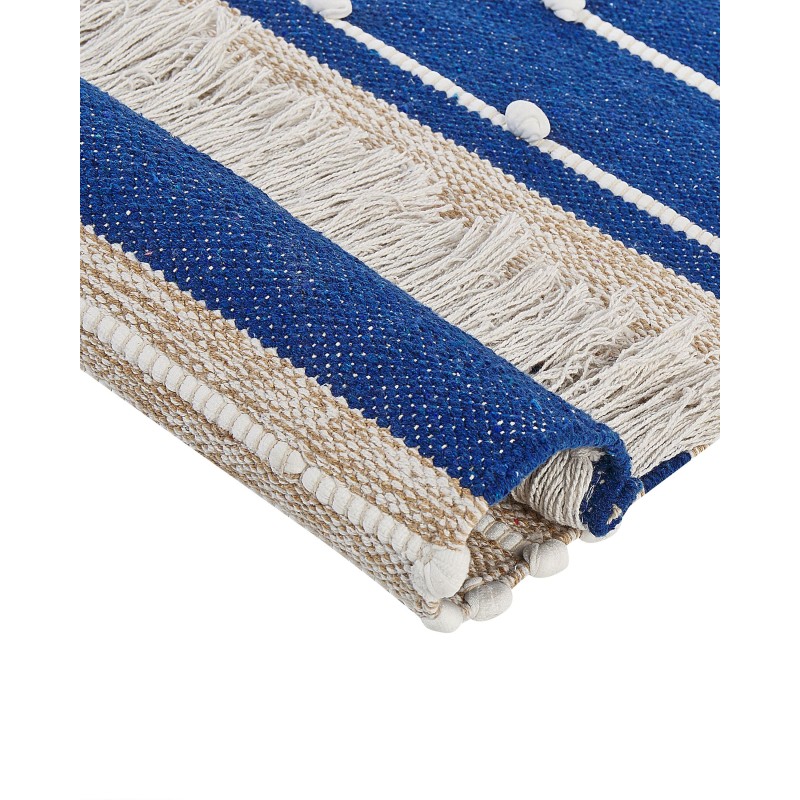Dywan bawełniany 80 x 150 cm niebieski z beżowym KONDHALI