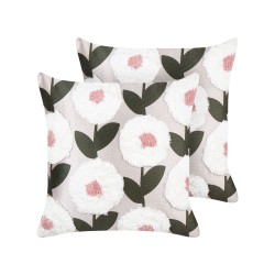 Zestaw 2 poduszek dekoracyjnych KUNRI Bawełna 45 x 45 cm Kolorowy Wzór kwiatowy