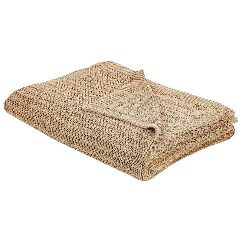 Narzuta na łóżko ILEN Bawełna 150 x 200 cm Jasnobrązowy