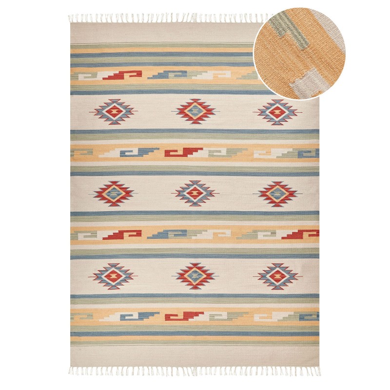 Dywan bawełniany kilim 140 x 200 cm wielokolorowy APARAN