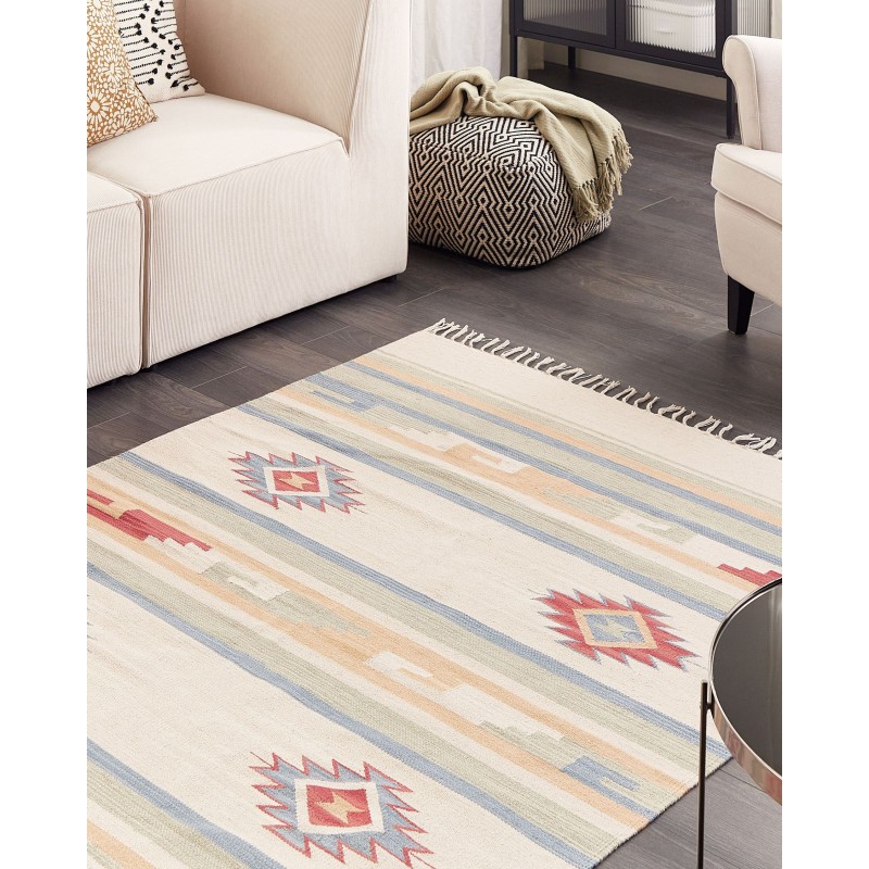 Dywan bawełniany kilim 140 x 200 cm wielokolorowy APARAN
