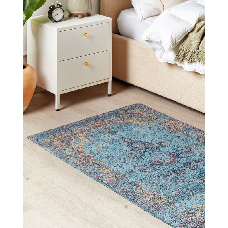 Dywan bawełniany 80 x 150 cm niebieski KANSU