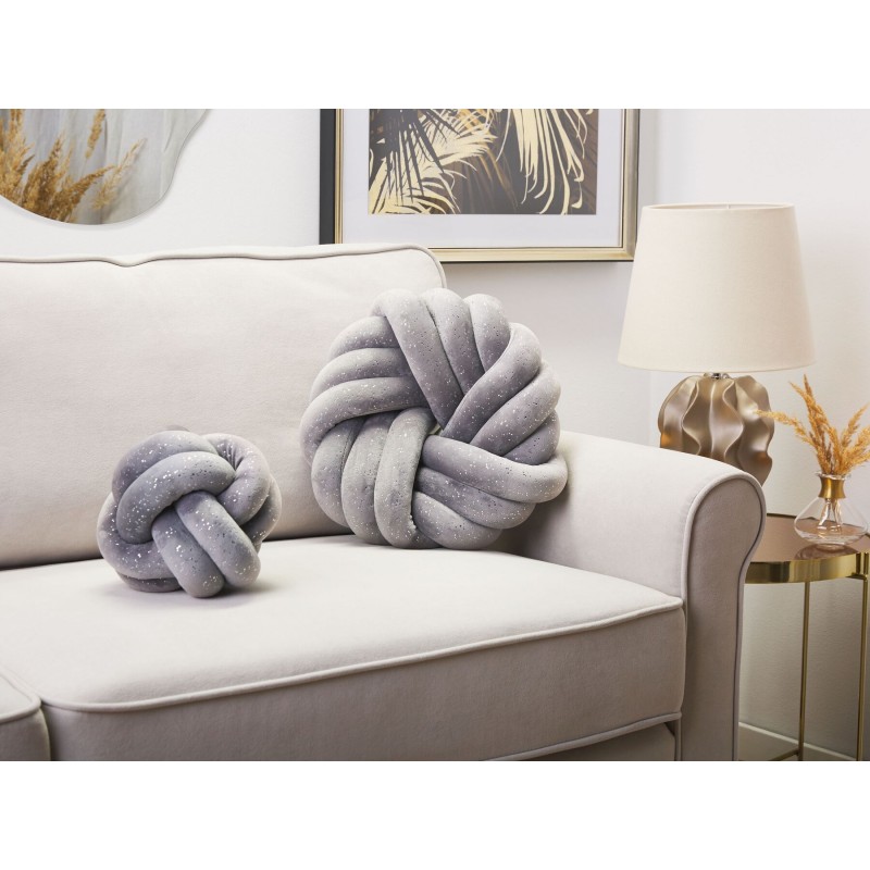 Poduszka dekoracyjna AKOLA Welur 30 x 30 cm Szary Jednolity