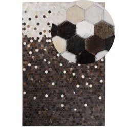 Dywan patchwork skórzany 140 x 200 cm brązowo-beżowy EYIM