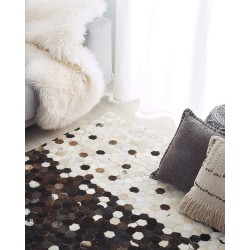 Dywan patchwork skórzany 140 x 200 cm brązowo-beżowy EYIM