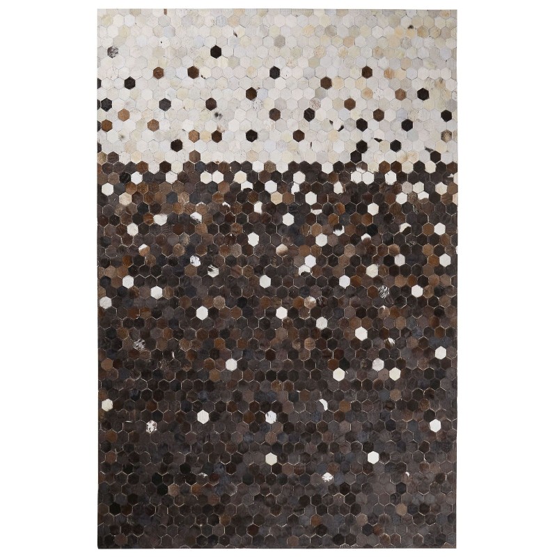 Dywan patchwork skórzany 140 x 200 cm brązowo-beżowy EYIM