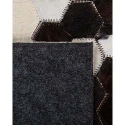 Dywan patchwork skórzany 140 x 200 cm brązowo-beżowy EYIM