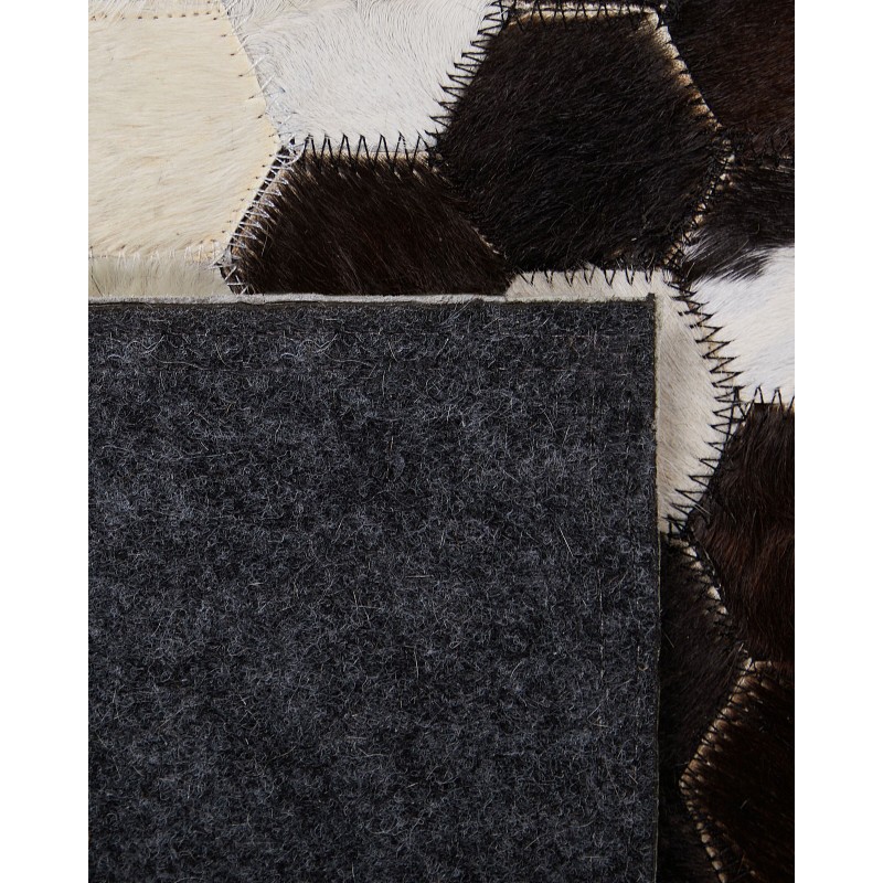 Dywan patchwork skórzany 140 x 200 cm brązowo-beżowy EYIM