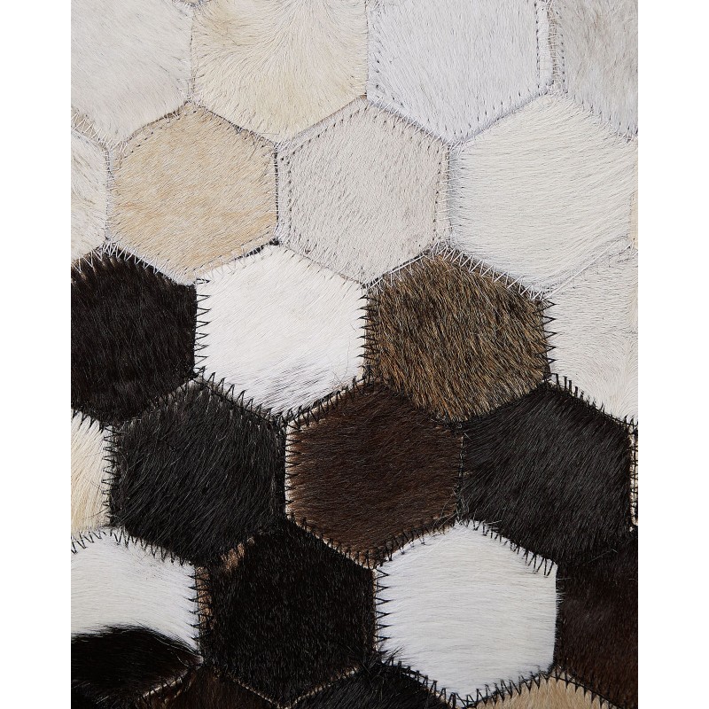 Dywan patchwork skórzany 140 x 200 cm brązowo-beżowy EYIM