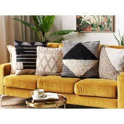 Poduszka dekoracyjna KHORA Bawełna 50 x 50 cm Czarny Wzór geometryczny