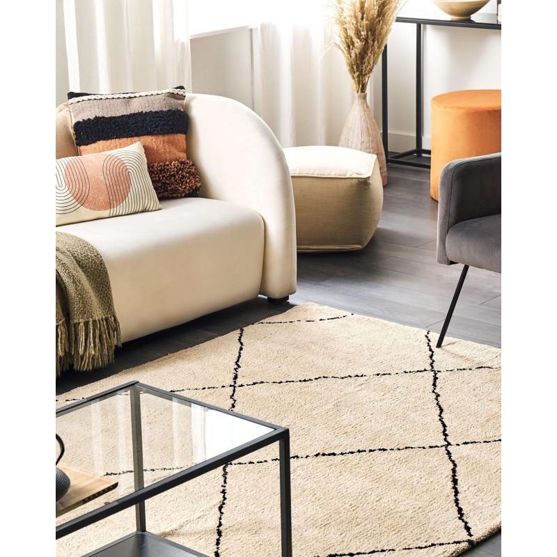 Dywan 200 x 200 cm beżowo-czarny MUTKI