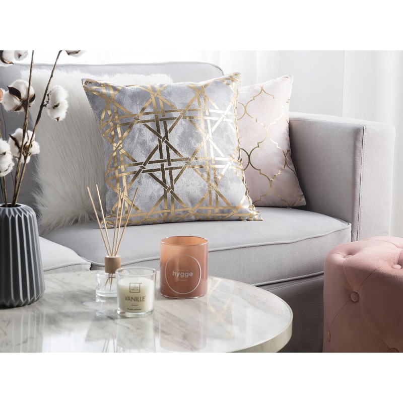 Zestaw 2 poduszek dekoracyjnych CASSIA 45 x 45 cm Szary Wzór geometryczny