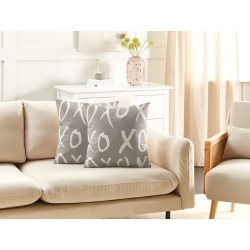 Zestaw 2 poduszek dekoracyjnych TELOPEA Bawełna 45 x 45 cm Szary Z napisami