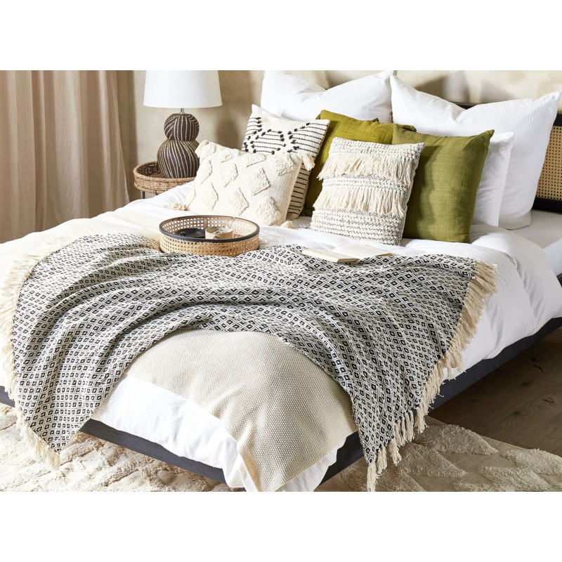 Koc CHYAMA Bawełna 125 x 150 cm Czarny/ biały