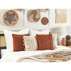 Poduszka dekoracyjna LEWISIA Bawełna 45 x 45 cm Pomarańczowy Wzór zygzak