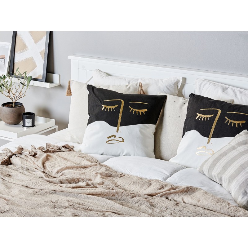 Zestaw 2 poduszek dekoracyjnych ABELIA Bawełna 45 x 45 cm Czarny/ biały Wzór abstrakcyjny