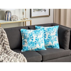Zestaw 2 poduszek dekoracyjnych ROCKWEED Bawełna 45 x 45 cm Niebieski Wzór kwiatowy