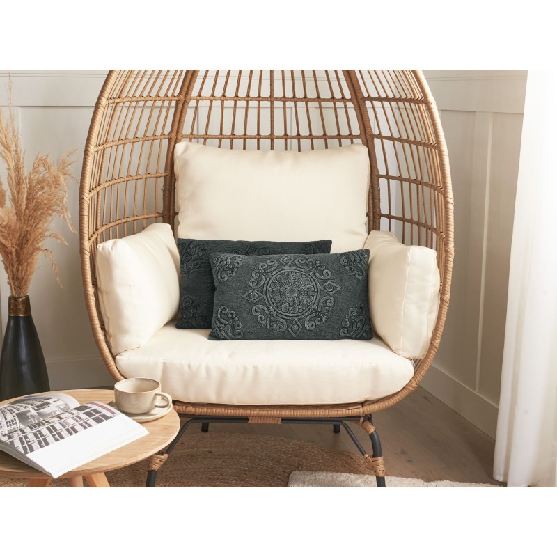 Zestaw 2 poduszek dekoracyjnych VELOOR Bawełna 30 x 50 cm Ciemnoszary Wzór orientalny