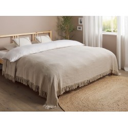 Narzuta na łóżko YERBENT Bawełna 220 x 240 cm Jasnoszary