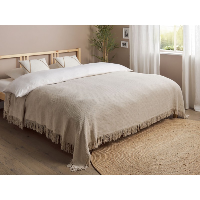 Narzuta na łóżko YERBENT Bawełna 220 x 240 cm Jasnoszary