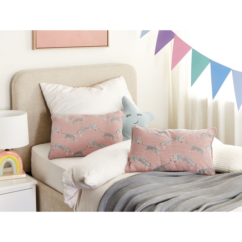 Zestaw 2 poduszek dekoracyjnych ARALES Bawełna 30 x 50 cm Pastelowy róż Wzór zwierzęcy