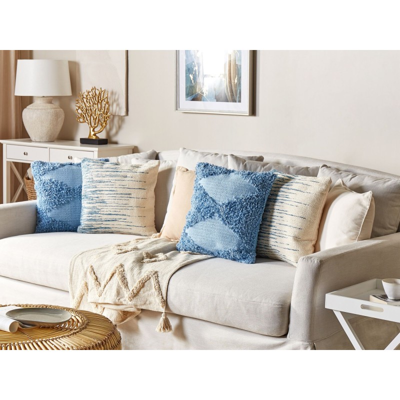 Zestaw 2 poduszek dekoracyjnych RIVINA Bawełna 45 x 45 cm Beżowy W paski