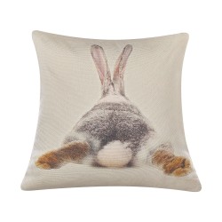 2 poduszki dekoracyjne z motywem królika 45 x 45 cm beżowoszare BUXUS