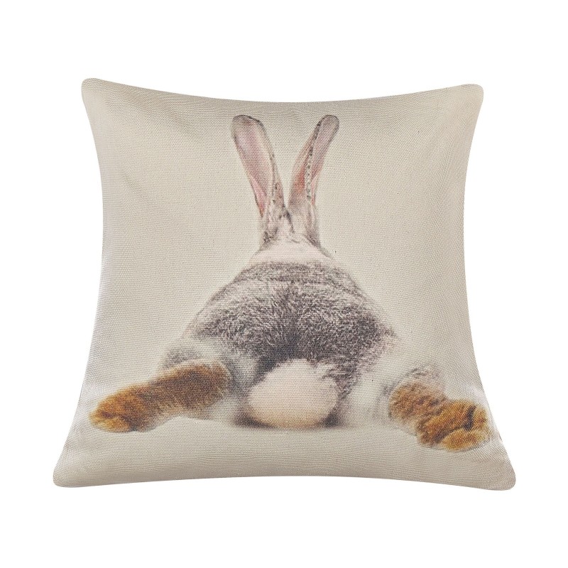 2 poduszki dekoracyjne z motywem królika 45 x 45 cm beżowoszare BUXUS