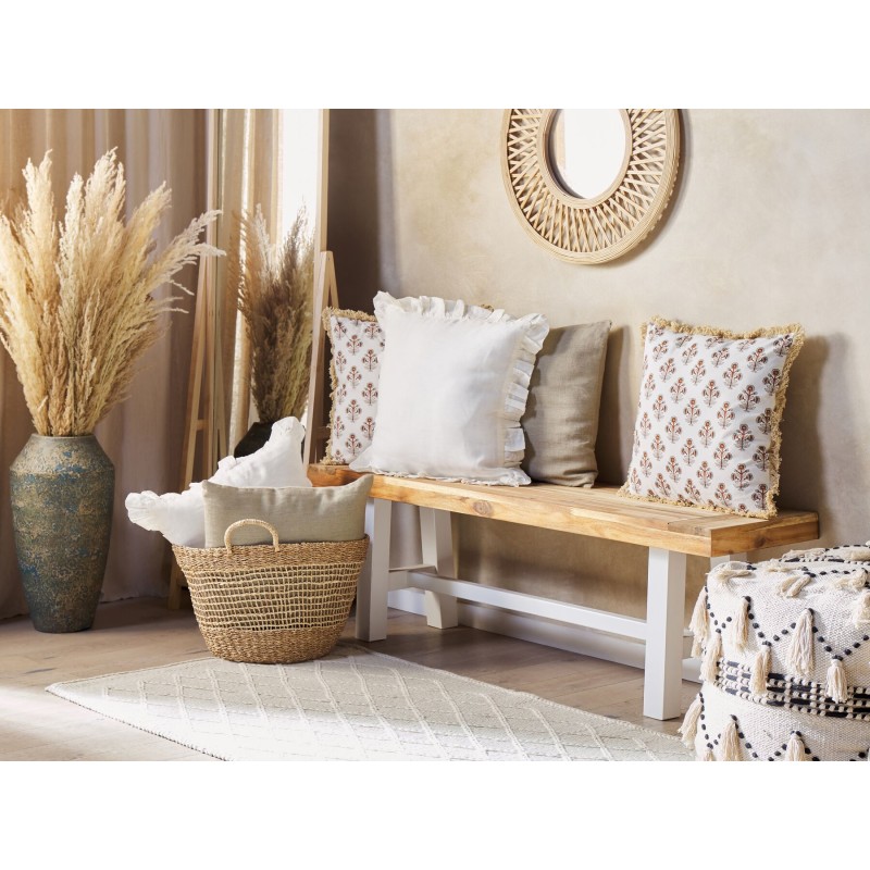 Poduszka dekoracyjna OMORIKA Bawełna 45 x 45 cm Biały Wzór kwiatowy