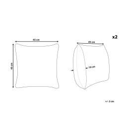 Zestaw 2 poduszek dekoracyjnych NELLAD Skóra naturalna 45 x 45 cm Szary Patchwork