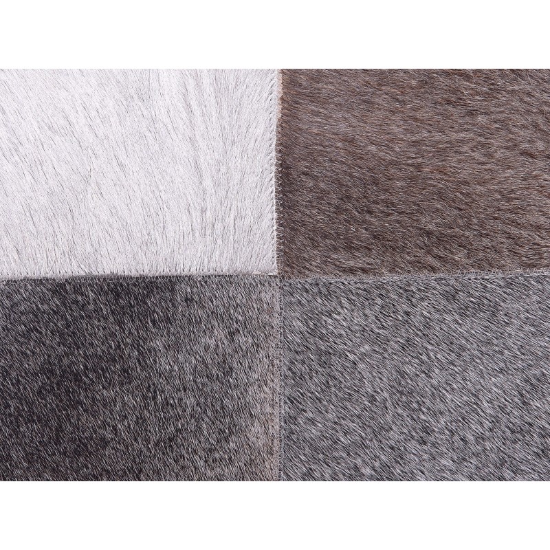 Zestaw 2 poduszek dekoracyjnych NELLAD Skóra naturalna 45 x 45 cm Szary Patchwork