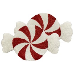Zestaw 2 poduszek dekoracyjnych SPIRAL CANDY Boucle 35 x 58 cm Biały Wzór świąteczny