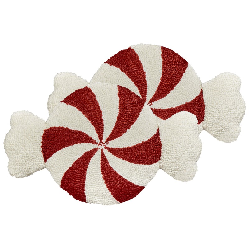 Zestaw 2 poduszek dekoracyjnych SPIRAL CANDY Boucle 35 x 58 cm Biały Wzór świąteczny